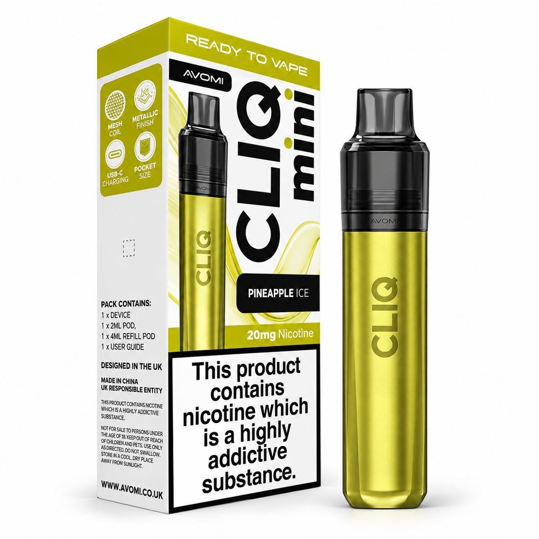 Avomi Cliq Mini 3000 Puffs Prefilled Vape Kit | Compact Rechargeable  Device