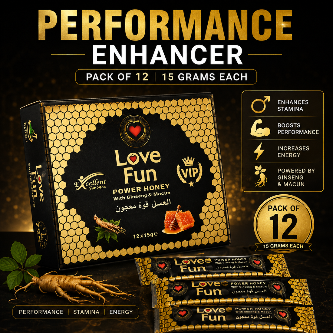 Love Fun Sex Performance Booster chocolate - Unisex - Pack of 12