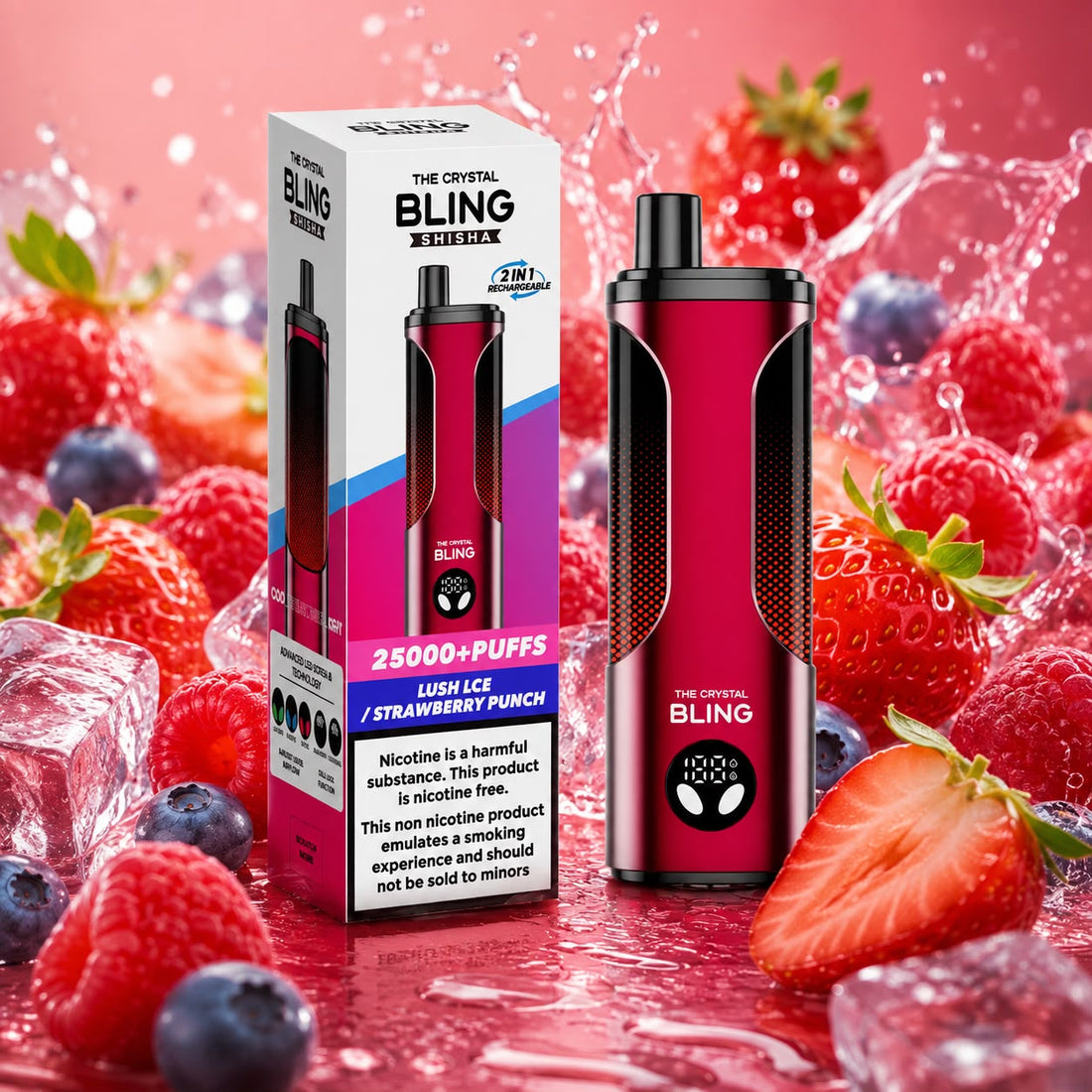 The Crystal Bling Shisha 25000 Puffs Zero Nicotine - Pack of 5