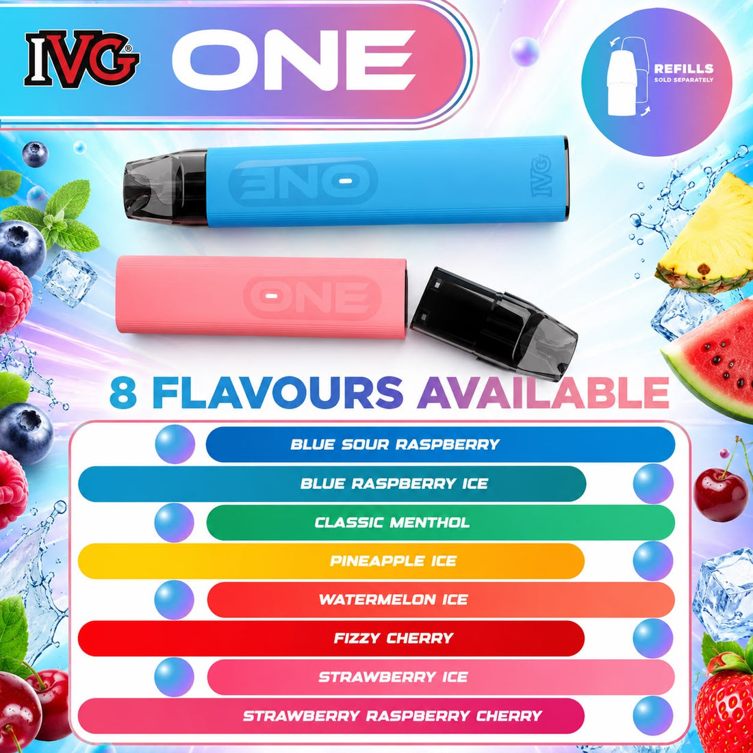 ONE 600 Puff Prefilled Device  by IVG - New launched device available at highrockvapes Pack Of 10 devices